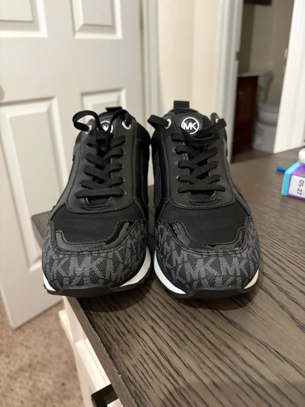 Michael Kors Black Monogram Sneakers (Excellent Condition) - Picture 2 of 5